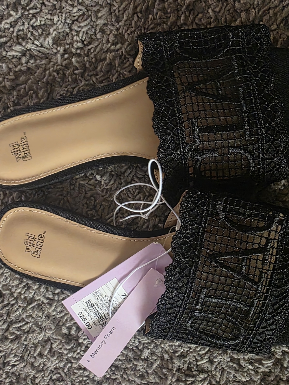 wild fable Black Textured Slide Mules